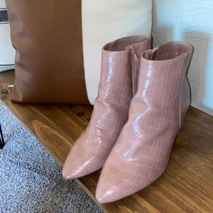 Pink Faux Leather Booties Never Worn Size 10